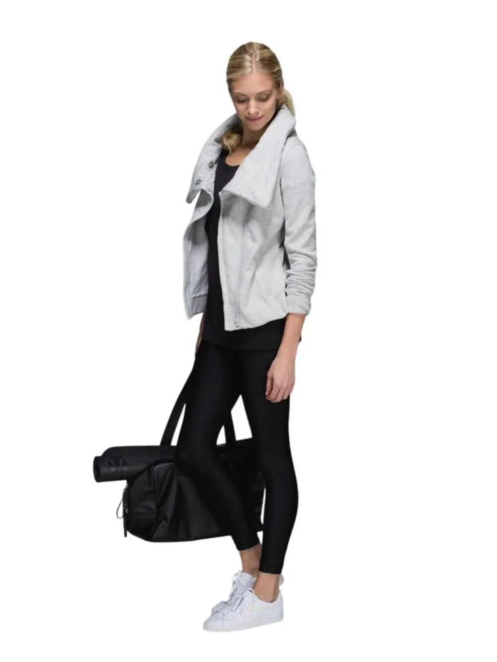 Lululemon Karmacollected Jacket Heathered Light Gray Size 10 Athleisure Workout